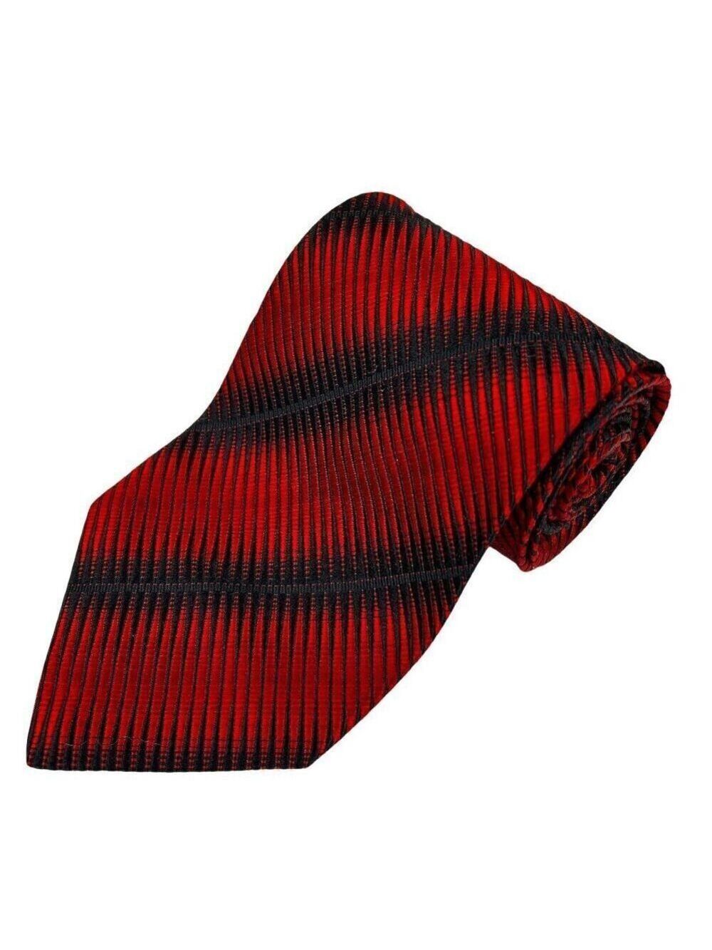 Fratelli Men's Red Black Italy Striped Silk Tie